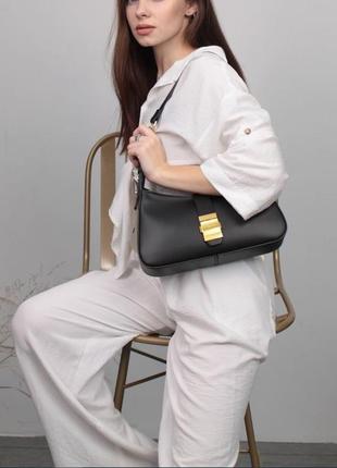 Сумка через плечо кожа италия модная кроссбоди с широким ремешком сумка в гладкой коже2 фото