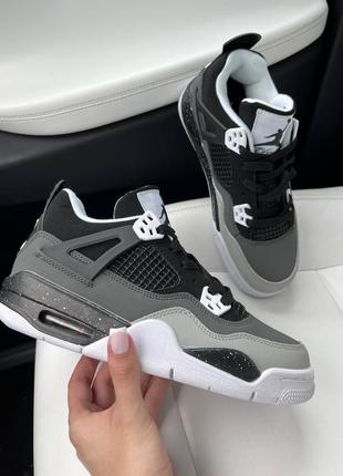 Кроссовки jordan retro 4 black white silver2 фото