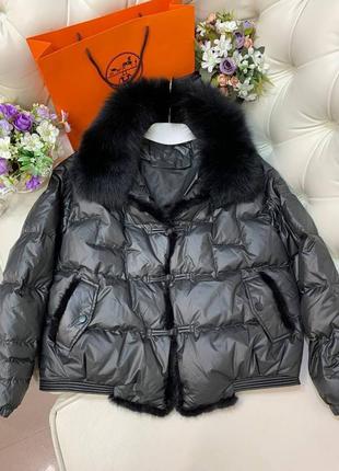 Женская брендовая куртка пуховик отделка норка и песец8 фото
