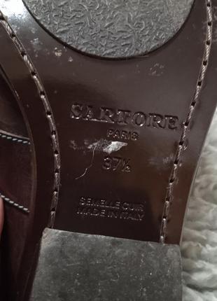 Шикарні повністю шкіряні мюлі на каблуку люксового бренду  sartore paris, зроблені в італії8 фото