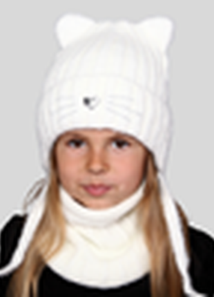 Зимняя шапочка, набор для девочки р. 52 (50-54 см) 3-7 лет7 фото