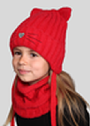 Зимняя шапочка, набор для девочки р. 52 (50-54 см) 3-7 лет2 фото