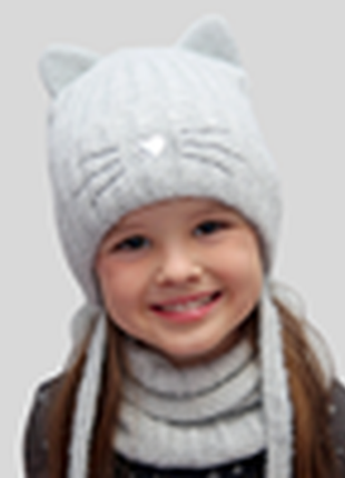 Зимняя шапочка, набор для девочки р. 52 (50-54 см) 3-7 лет4 фото