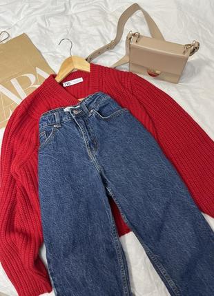 Мом джинсы синие с необработанным низом primark denim co