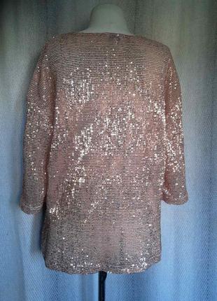 Женская нарядная блестящая брендовая новогодняя блузка, пудровая блуза пайетка,8 фото