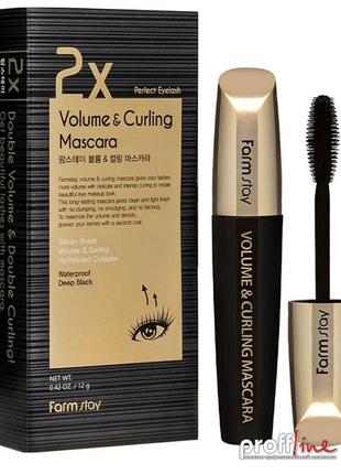 Туш для вій об'єм&подовження farmstay perfect volume&curling mascara 12 г (чорна)