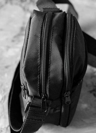 Маленькая спортивная сумка - мессенджер nike w white logo черная молодежная через плечо барсетка на7 фото