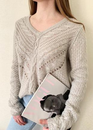 Свитер, джемпер, кофта, вязанный, серый, h&m