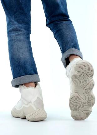 Зимние мужские кроссовки adidas yeezy boost 500 mid winter white beige 40-41-42-43-44-4510 фото