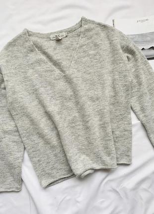 Светр, світер, джемпер, кофта, пуловер, сірий, базовий, вовна, h&m 5