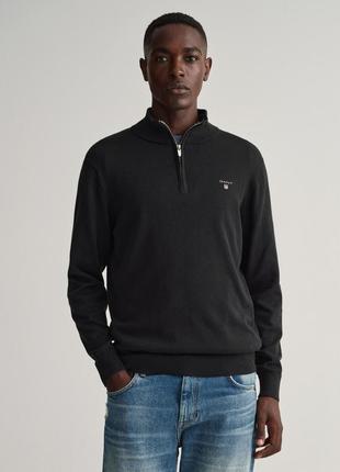 Кофта мужская gant men's classic cotton half zip sweater gt-0315 black l