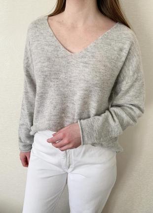 Свитер, джемпер, кофта, пуловер, серый, базовый, шерсть, h&m