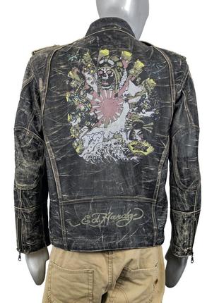 Ed hardy винтажная мужская кожаная куртка из лимитированной коллекции