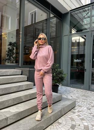 Женский теплый костюм, связанный костюм, вязаный костюм, прогулочный костюм, прогулочный, прогулочный костюм, трикотажный костюм, осенний тёплый костюм ангоровый