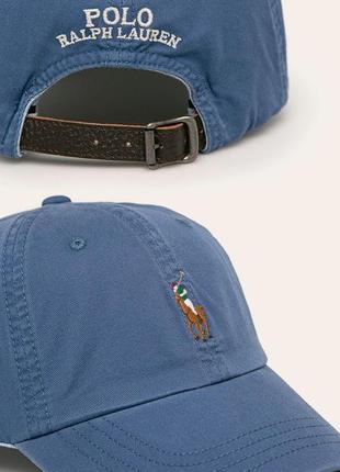 Мужская синяя бейсболка polo ralph lauren многоцветное вышитое лого кепка бейс хлопок кожа2 фото