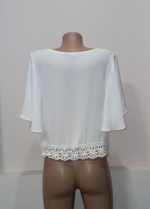 Базовая белая шифоновая блуза блузка футболка3 фото