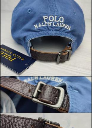 Мужская синяя бейсболка polo ralph lauren многоцветное вышитое лого кепка бейс хлопок кожа8 фото