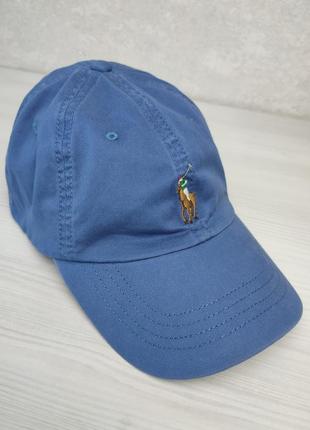 Мужская синяя бейсболка polo ralph lauren многоцветное вышитое лого кепка бейс хлопок кожа5 фото