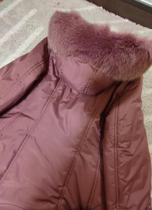 Зимнее пальто, пуховик с натуральным мехом,р.м8 фото