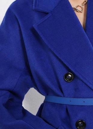 Демисезонное зимнее пальто оттенок электрик синий шерстяное миди макси в стиле zara massimo dutti mango h&amp;m asos3 фото