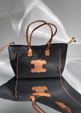 Черная женская сумка celine cabas drawstring cuir triomphe9 фото