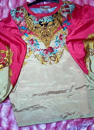 Блузка, блуза, кофта с объемными, пышными рукавами, принт