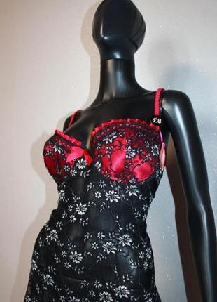 Стильный полупрозрачный ажурный узорами пеньюар с чашками большой размер l 48-50