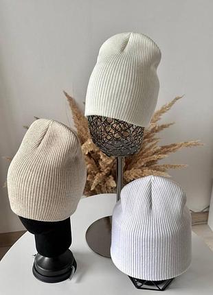 Шапка вязаная шерсть без подворота невысока лопата оверсайз