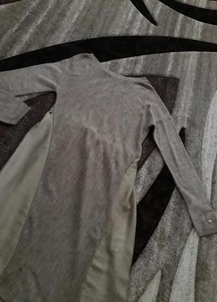 Итальянское платье шерсть шелк сатин беж крем авангард cristina gavioli4 фото