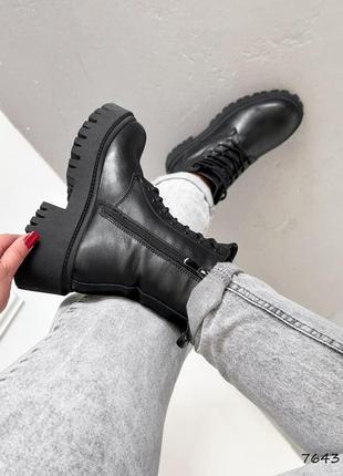 Распродажа натуральные кожаные зимние черные ботинки - берцы9 фото