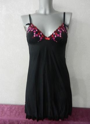 S/10/38*h&m*чорний пеньюар з розкішною вишивкою,новий