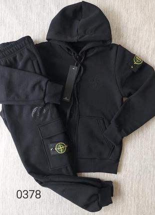 Теплий спортивний костюм stone island на флисе для мальчиков 12-16 лет