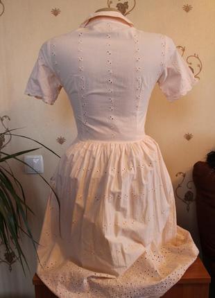 Хлопковое платье кремового цвета с подкладкой3 фото