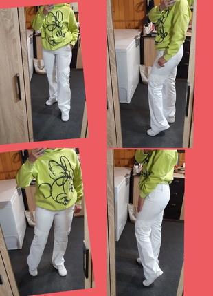 Стильные белые широкие штаны в спортивном стиле, matador, p. 38-402 фото