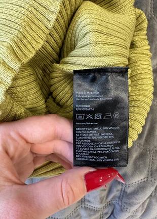 Сукня в рубчик фісташкового кольору h&m richard плаття, літня стильна трикотажна сукня міні, облягаюча жіноча коротка в'язана сукня5 фото