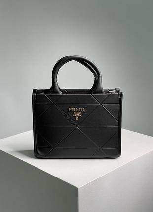 Черная сумка в стиле prada прада чорна средняя классическая6 фото