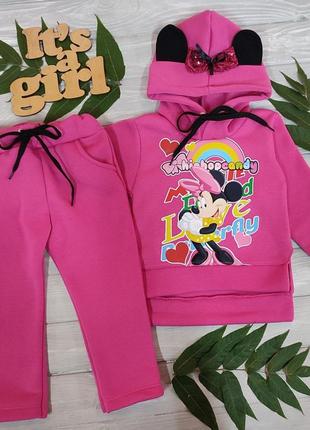 Детский теплый костюм на флисе для девочек