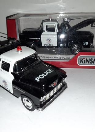 Машинка іграшкова 1955 chevy stepside pick-up (police) kinsmart інерційний 1:32 чорний