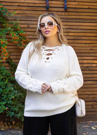 Жіночий светр зі шнурівкою🤍7 фото