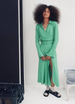 Атласна сатинова рубашка сорочка блузка кофта zara на запах