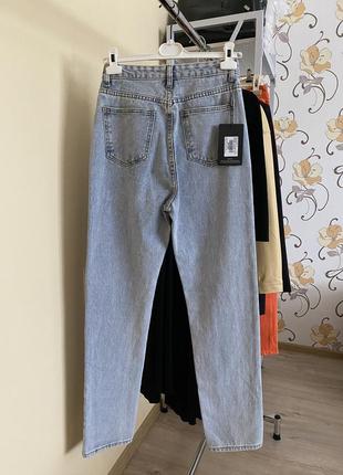 Шикарные уровни прямые широкие джинсы серо голубые plt4 фото