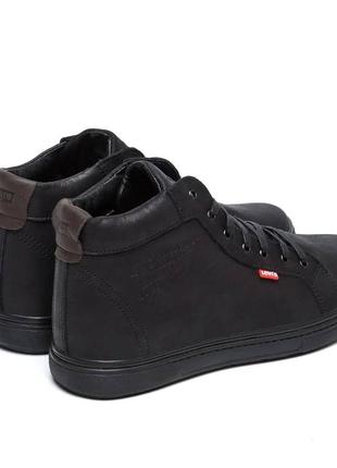 Мужские зимние кожаные кроссовки levis classic black 🔥2 фото