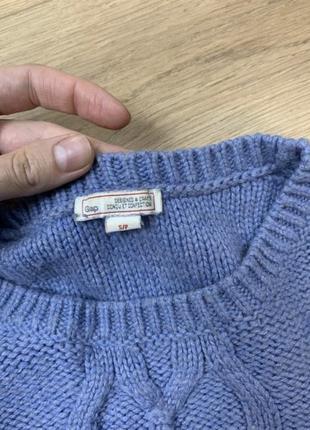 Шерстяной голубой теплый свитер джемпер gap косами3 фото