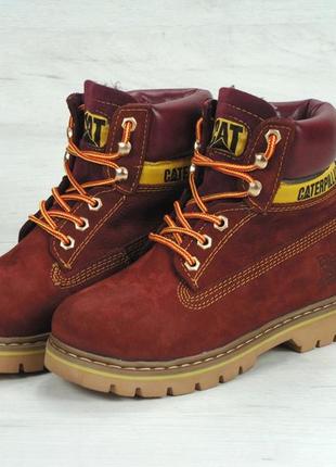 Зимние женские ботинки caterpillar winter bordo (мех) 38-39-40