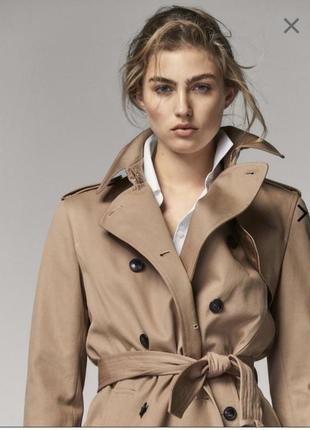 Тренч плащ світло-коричневий двобортний з поясом massimo dutti