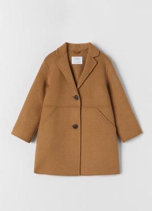 Пальто 🧥 zara с лацканами 9 лет, 134 см шерсть