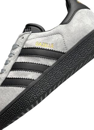 Кросівки шкіряні adidas gazelle gray black(сірого кольору)(36-41)10 фото