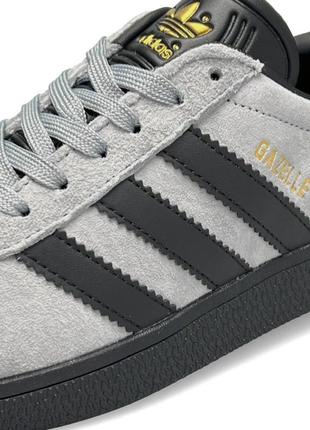 Кросівки шкіряні adidas gazelle gray black(сірого кольору)(36-41)6 фото