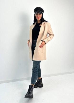 Стильне кашемірове жіноче пальто міні двобортне пальто на осінь демісезонне жіноче пальто класика пряме пальто класичне жіноче пальто з кашеміру6 фото