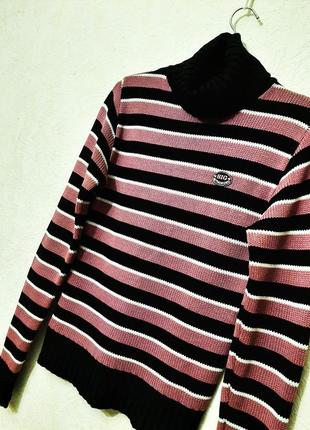 Big authorized красивый свитер в полоску чёрная-сиреневая-белая демисезон/зима женский р44-46